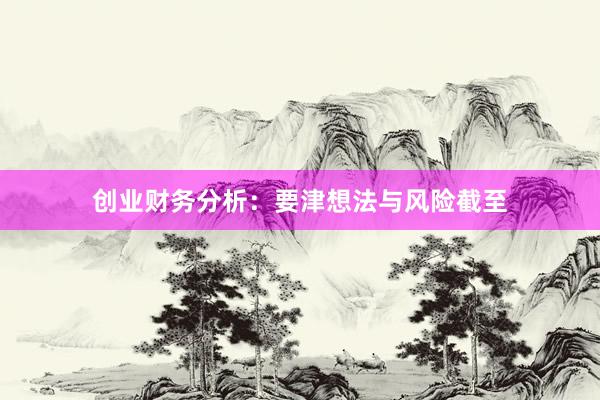 创业财务分析：要津想法与风险截至